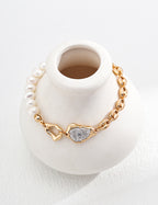 Two-Tone Pearl Coffee Bean Chain Bracelet
