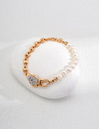 Two-Tone Pearl Coffee Bean Chain Bracelet