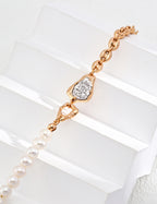 Two-Tone Pearl Coffee Bean Chain Bracelet