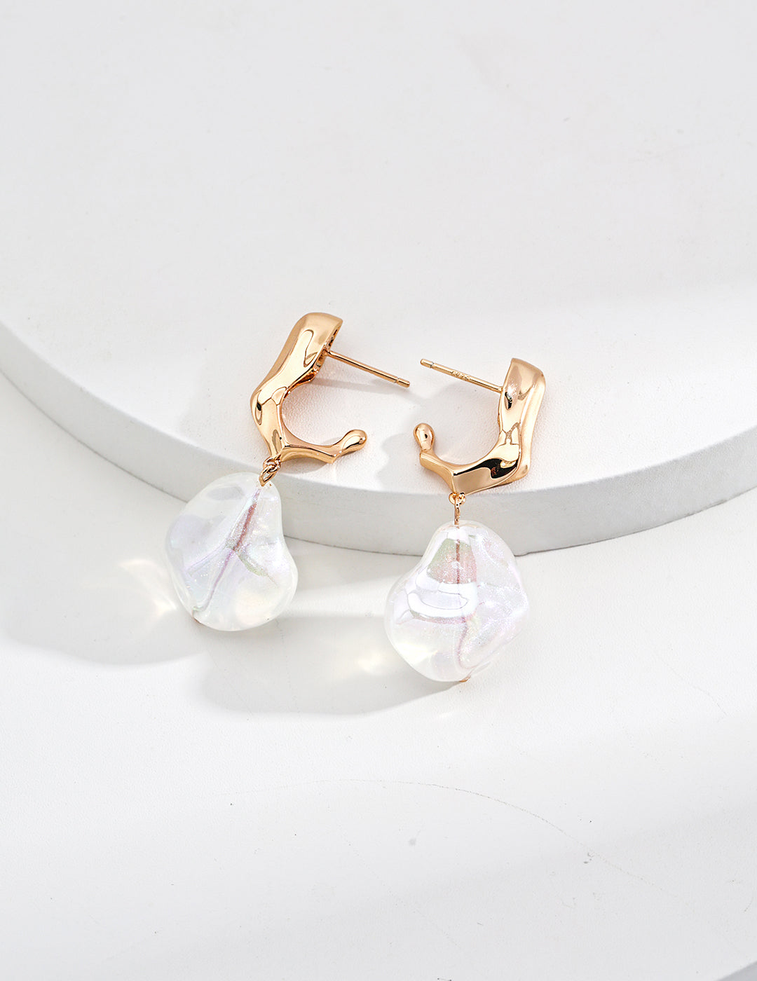 Baroque Pearl Geometric Drop Earrings