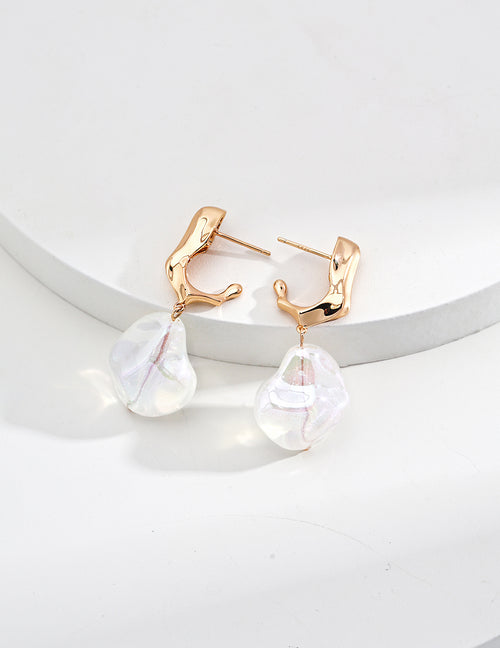 Baroque Pearl Geometric Drop Earrings