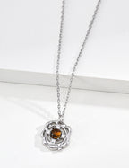 Vintage Luxury Two-Tone Gem Flower Necklace