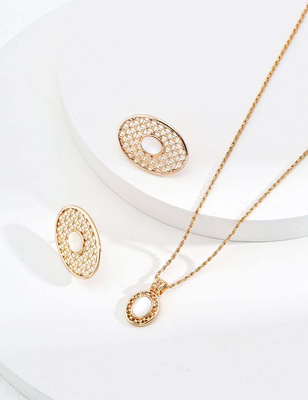 Filigree MOP Jewelry Set (Gold)