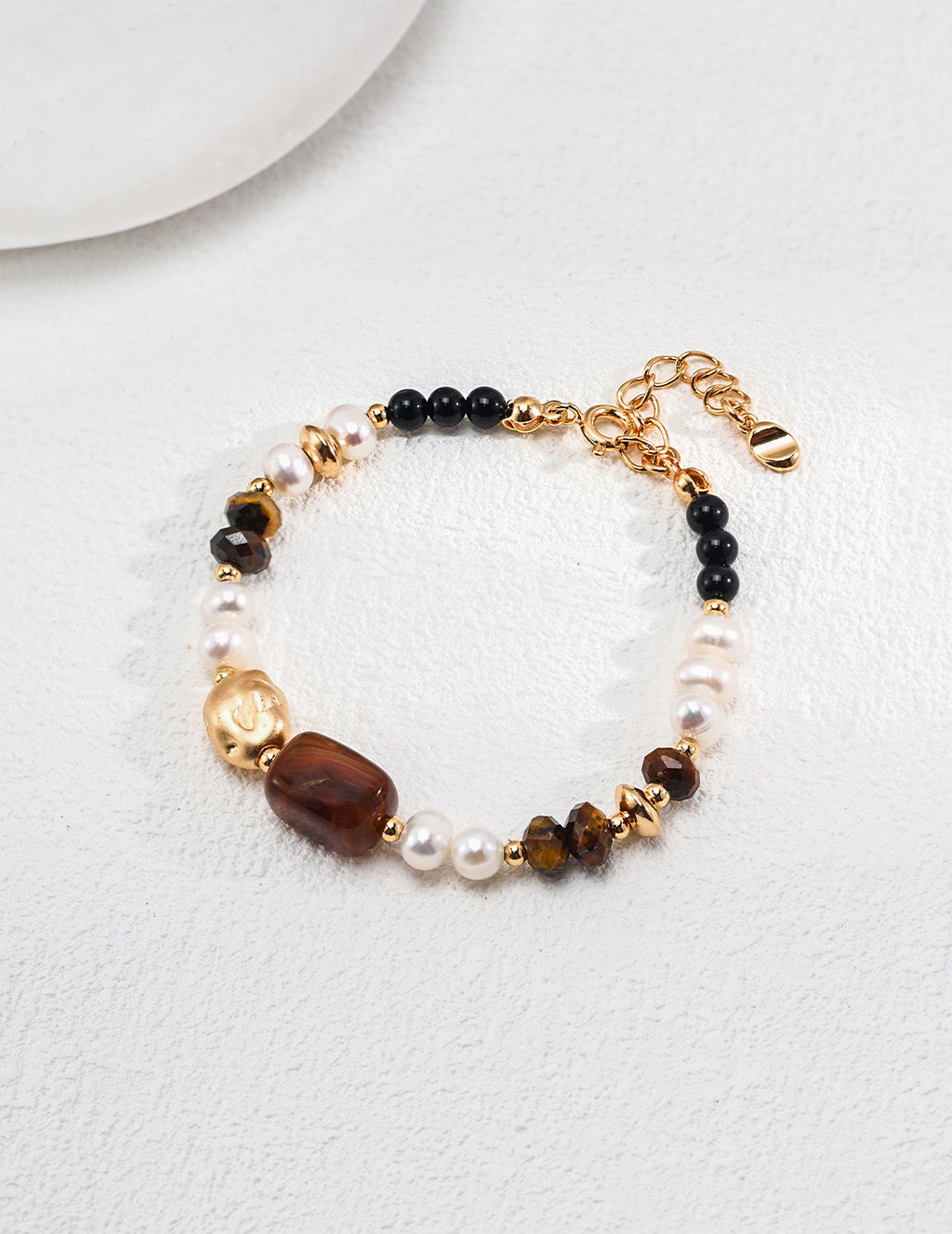 Tiger's Eye & Pearl Beaded Bracelet & Necklace Set