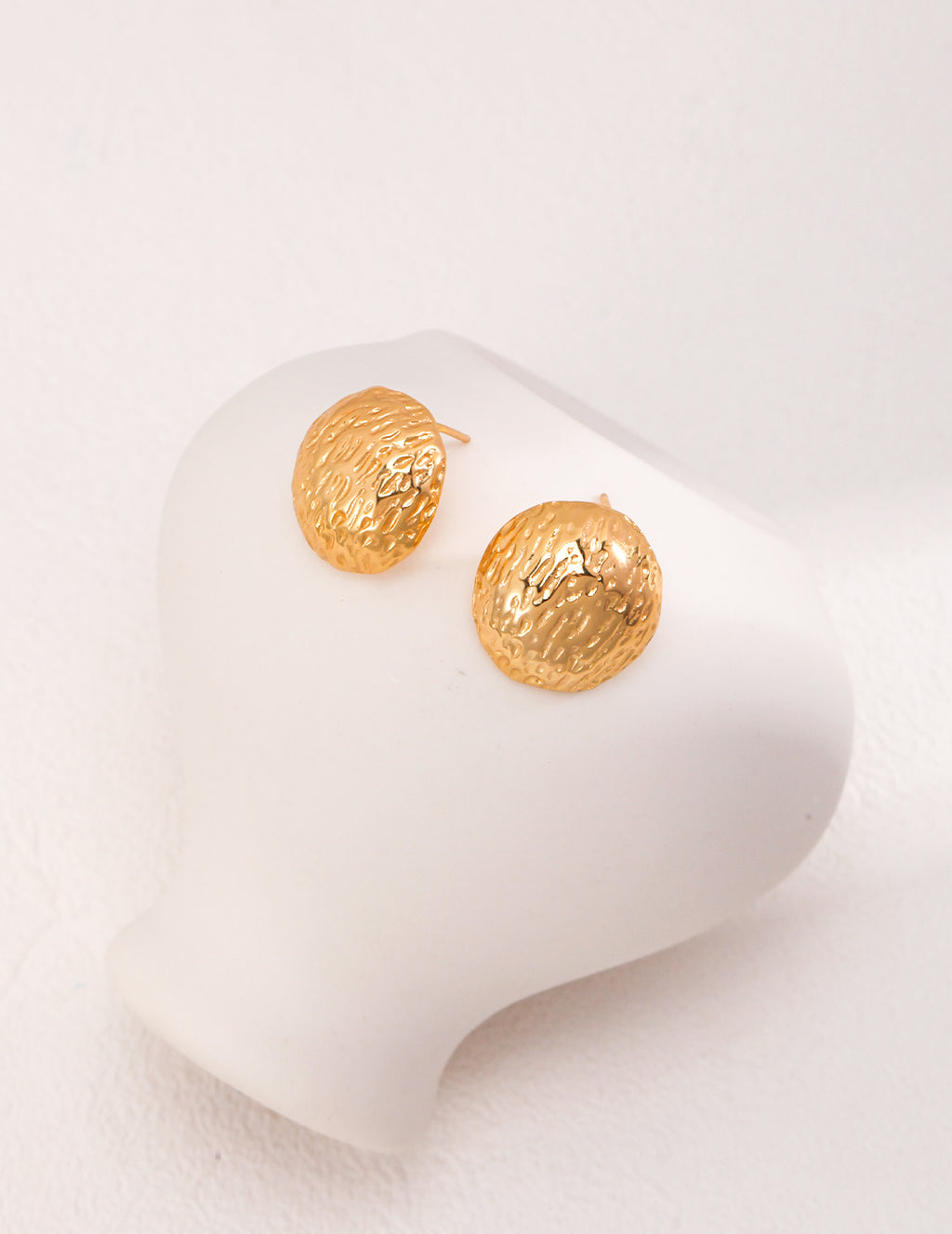 Textured Gold Dome Stud Earrings
