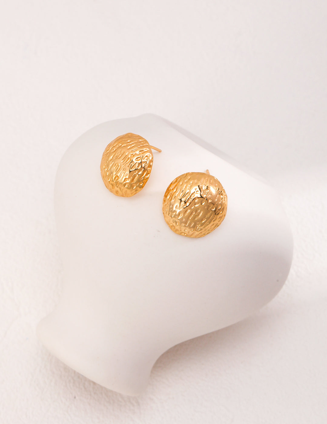 Textured Gold Dome Stud Earrings
