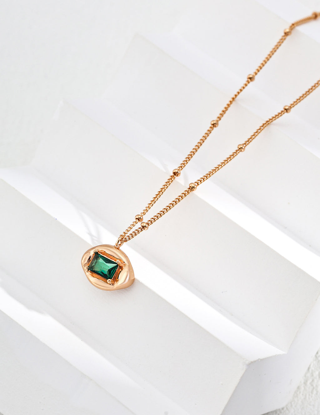Emerald Green CZ Satellite Chain Necklace