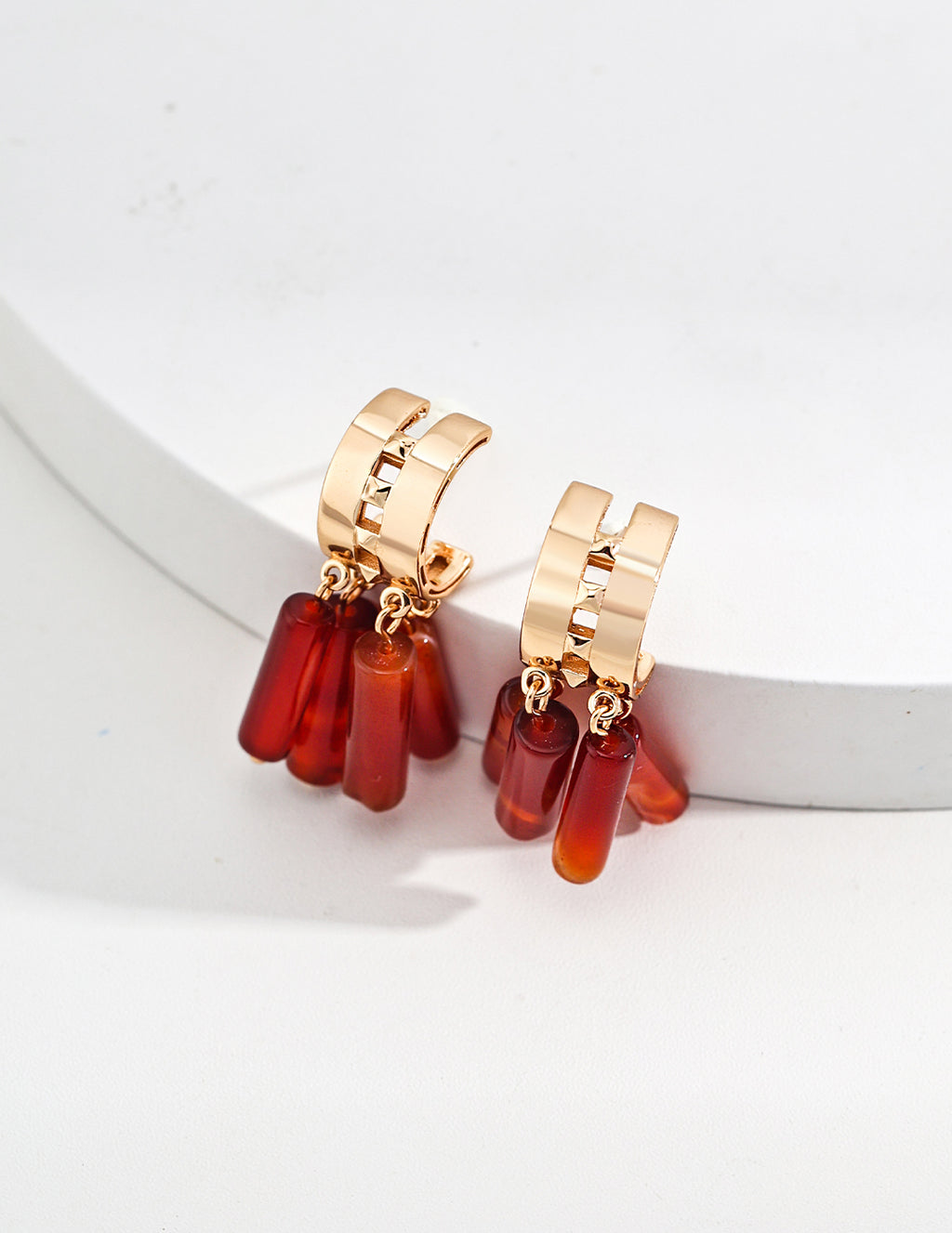 Natural Agate Bar Fringe Drop Earrings