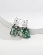 Natural Agate Bar Fringe Drop Earrings