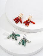 Natural Agate Bar Fringe Drop Earrings