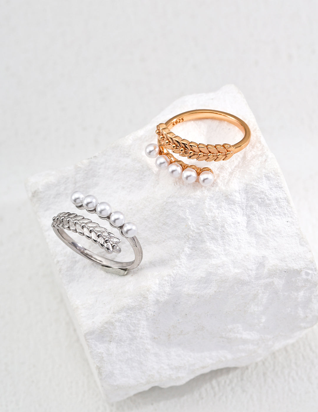 Wheat Leaf Pearl Open Ring