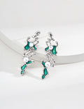 Abstract Green Enamel & MOP Drop Earrings