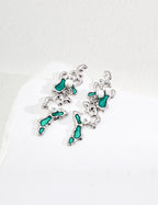 Abstract Green Enamel & MOP Drop Earrings