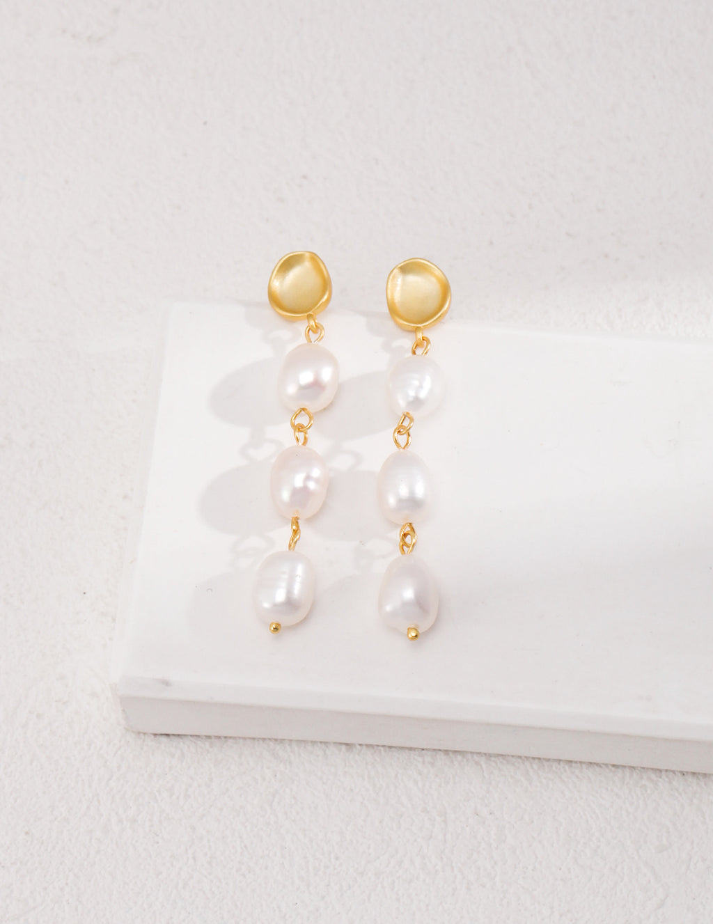 Matte Gold Baroque Pearl Drop Earrings