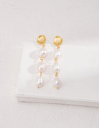 Matte Gold Baroque Pearl Drop Earrings