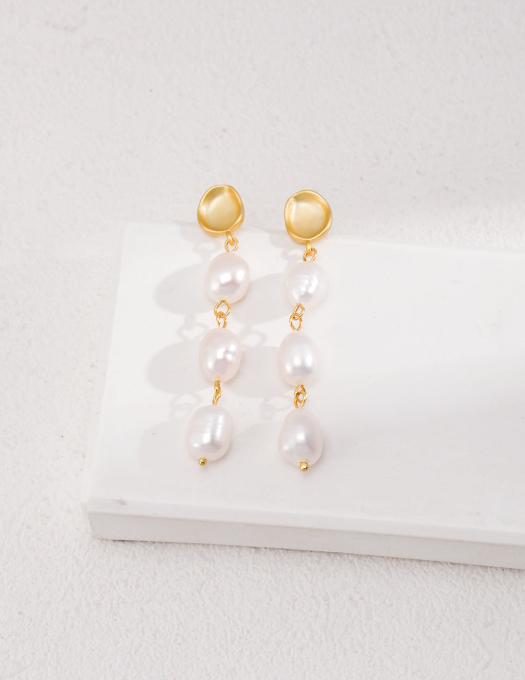 Matte Gold Baroque Pearl Drop Earrings