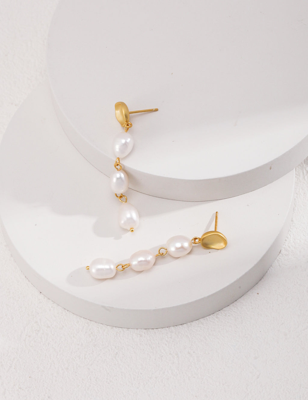 Matte Gold Baroque Pearl Drop Earrings