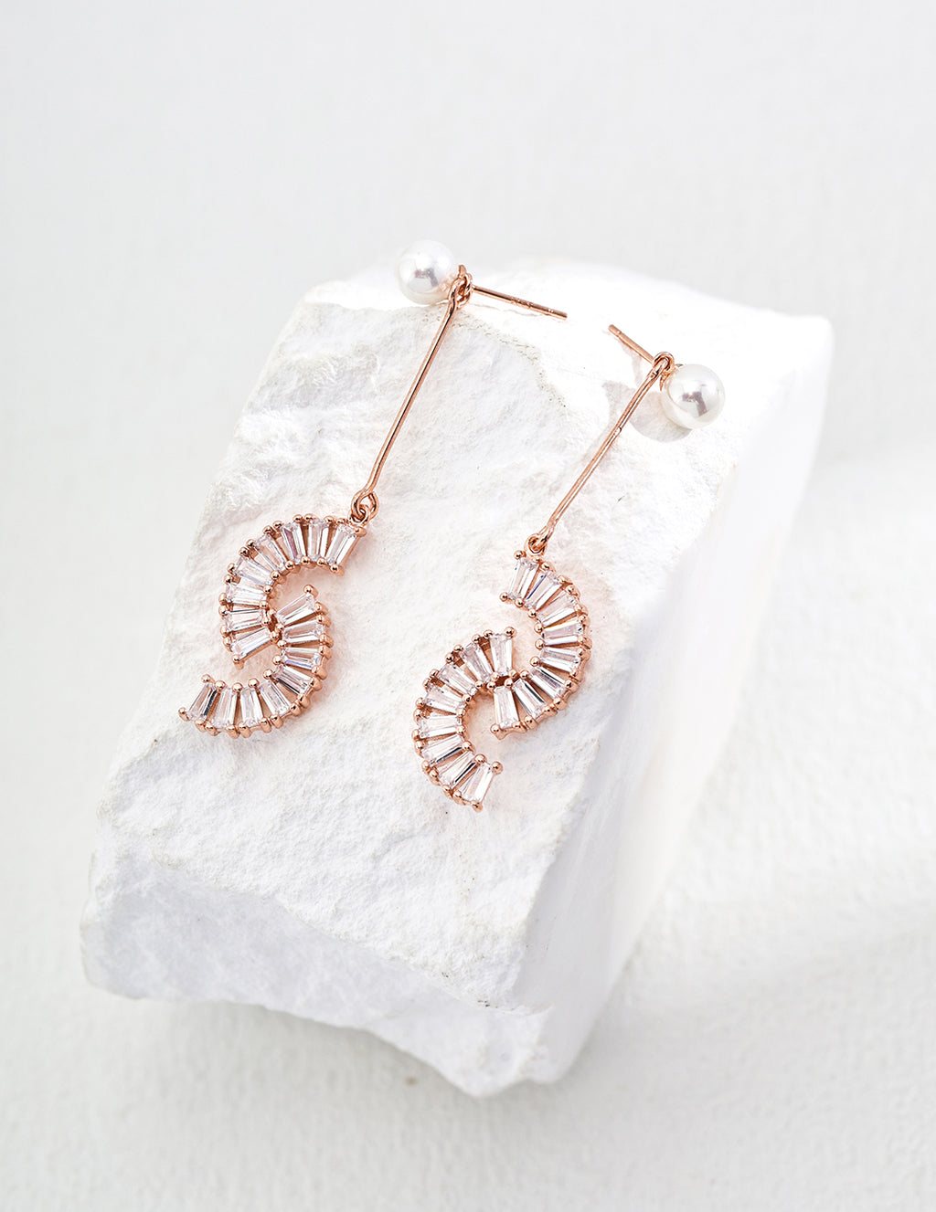 Spiral Crystal & Pearl Drop Earrings