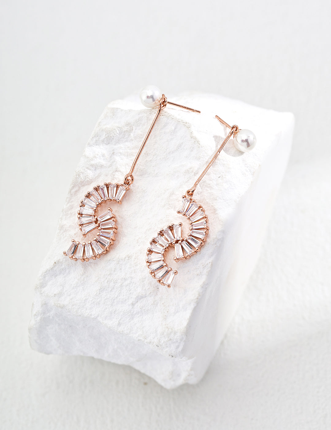 Spiral Crystal & Pearl Drop Earrings