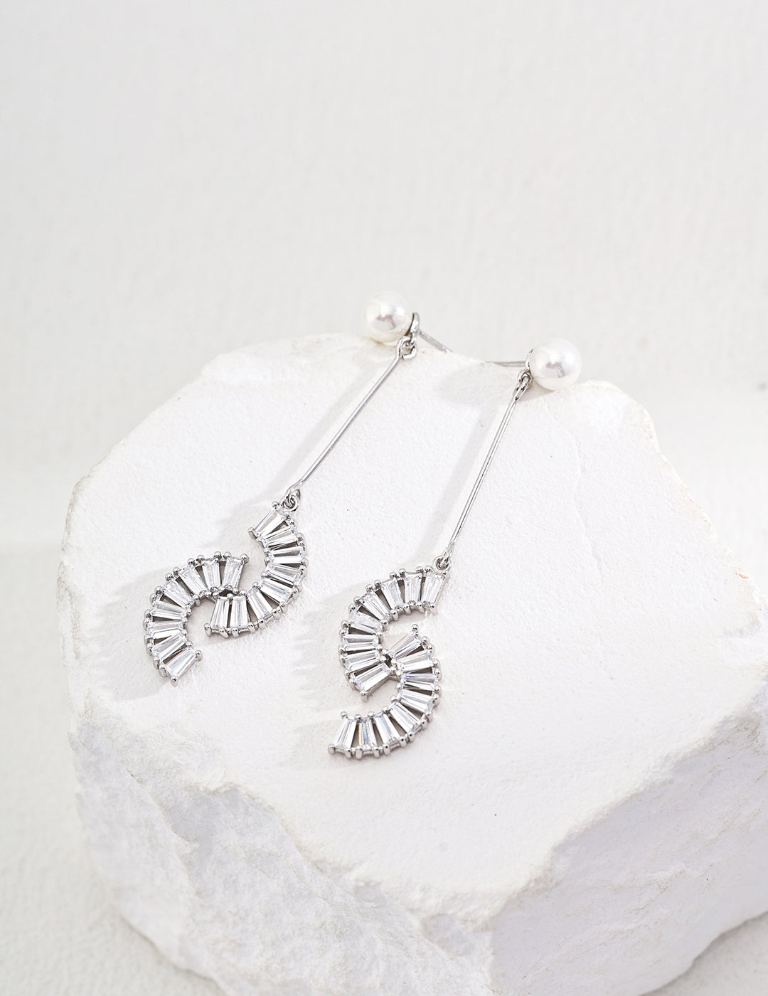Spiral Crystal & Pearl Drop Earrings