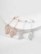 Spiral Crystal & Pearl Drop Earrings