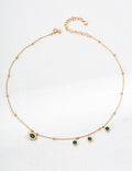 Green Crystal Droplet Gold Necklace