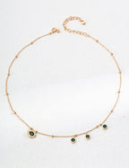 Green Crystal Droplet Gold Necklace