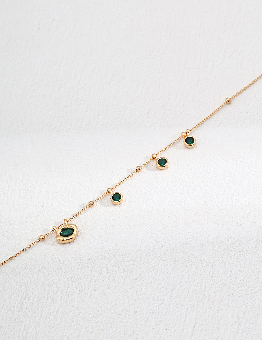 Green Crystal Droplet Gold Necklace