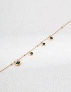Green Crystal Droplet Gold Necklace
