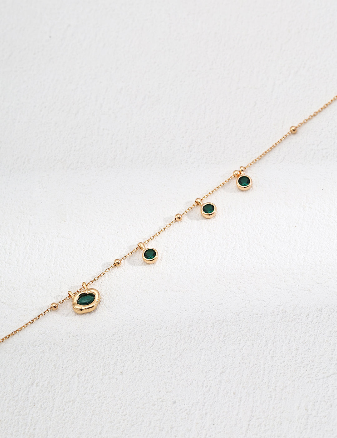 Green Crystal Droplet Gold Necklace
