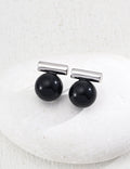 Two-Tone Stone T-Bar Stud Earrings