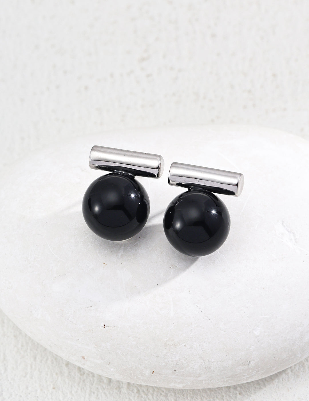 Two-Tone Stone T-Bar Stud Earrings