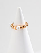 Silver /Gold Natural  Pearl Open Ring