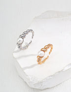 Silver /Gold Natural  Pearl Open Ring