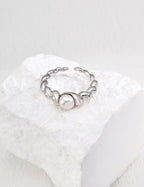 Silver /Gold Natural  Pearl Open Ring