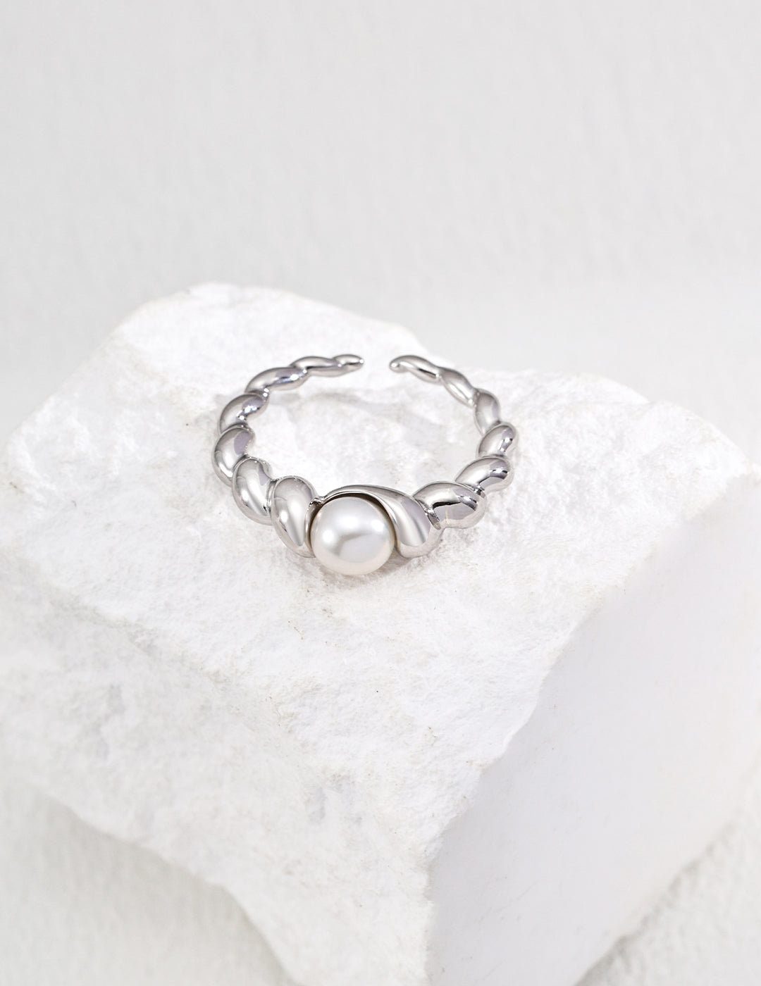 Silver /Gold Natural  Pearl Open Ring