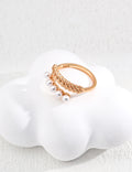 Wheat Leaf Pearl Open Ring
