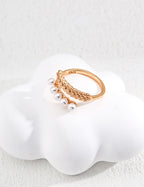 Wheat Leaf Pearl Open Ring