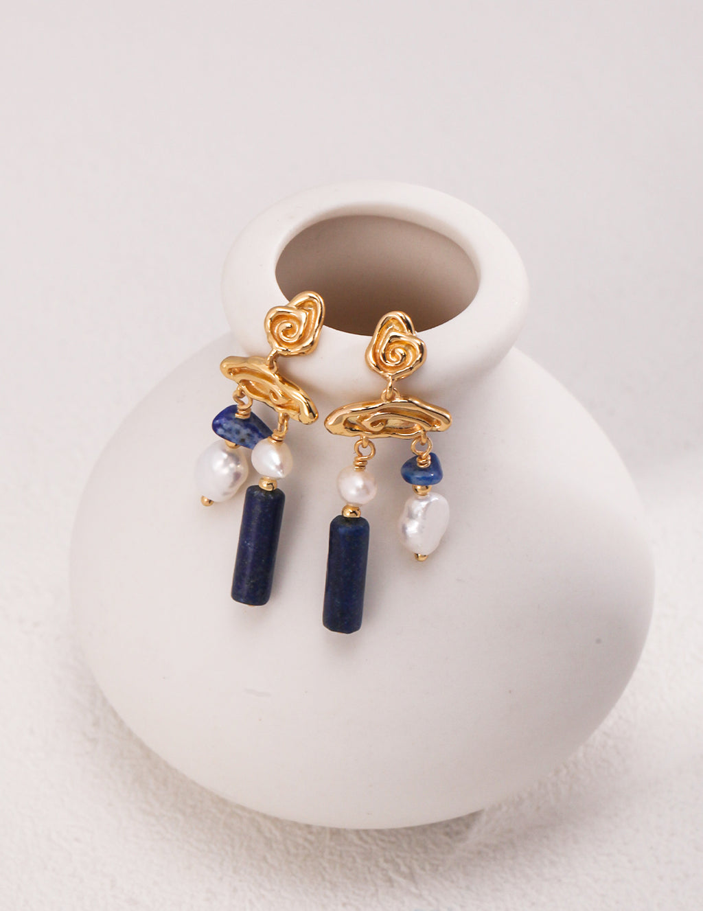 Gold Milgrain Lapis Teardrop Dangle Ring/Earrings/Full set