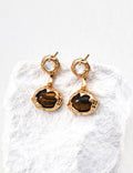 Two-Tone Tiger Eye MOP Convertible Dangle Earrings