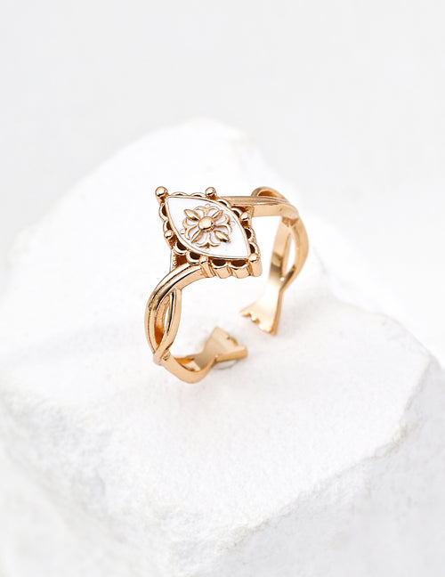 Boho Evil Eye Flower Open Ring