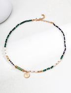 Vintage Coin Gemstone Pearl Necklace