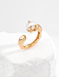 Gold Faceted Pearl Open Cuff Ring