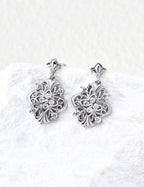 Filigree Cross Zircon Dangle Earrings