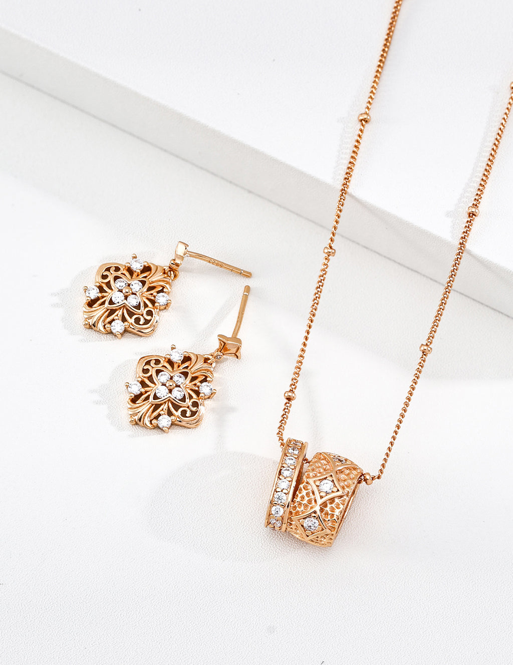 Filigree Cross Zircon Dangle Earrings