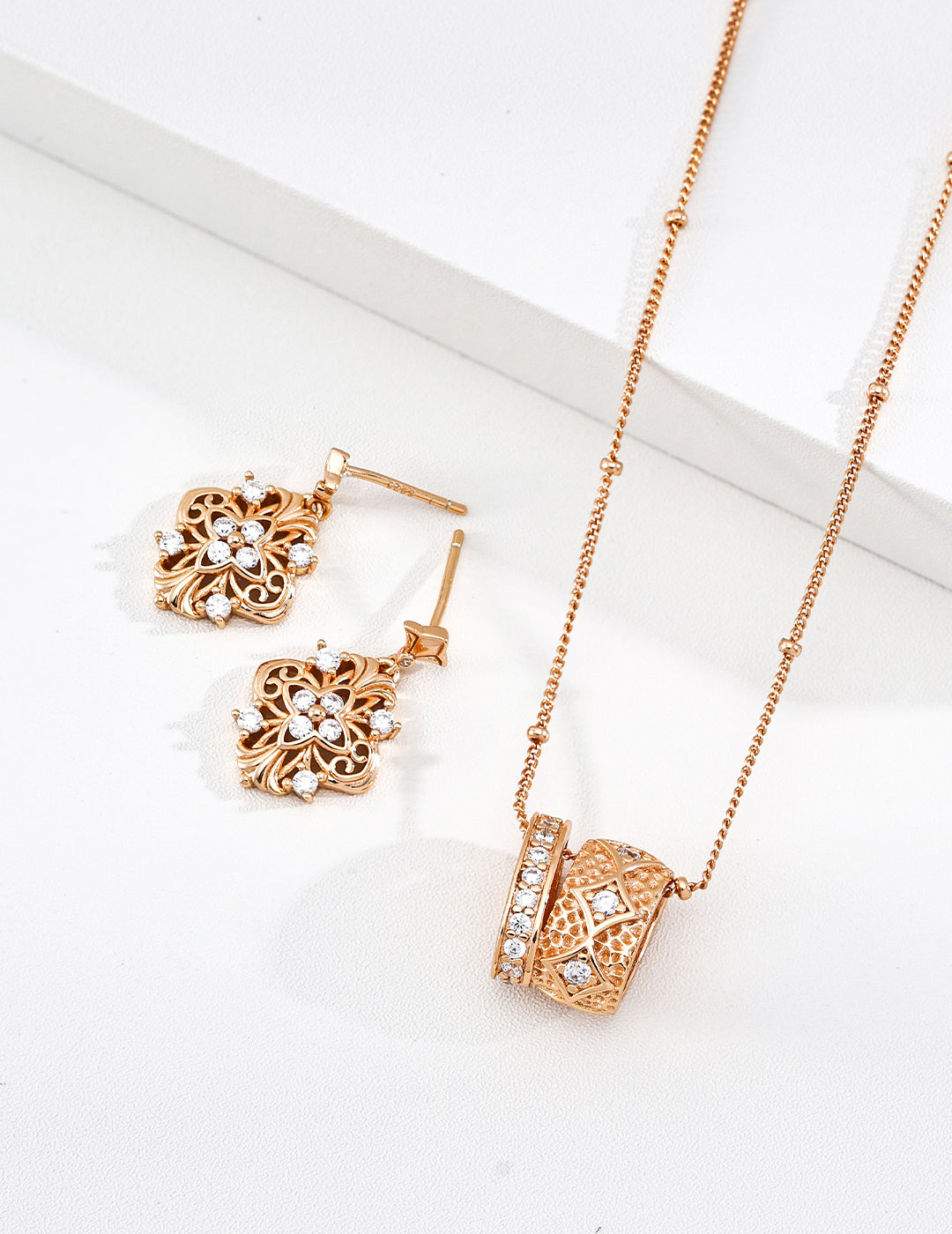 Filigree Cross Zircon Dangle Earrings