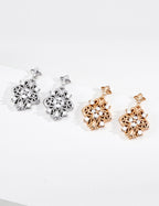 Filigree Cross Zircon Dangle Earrings