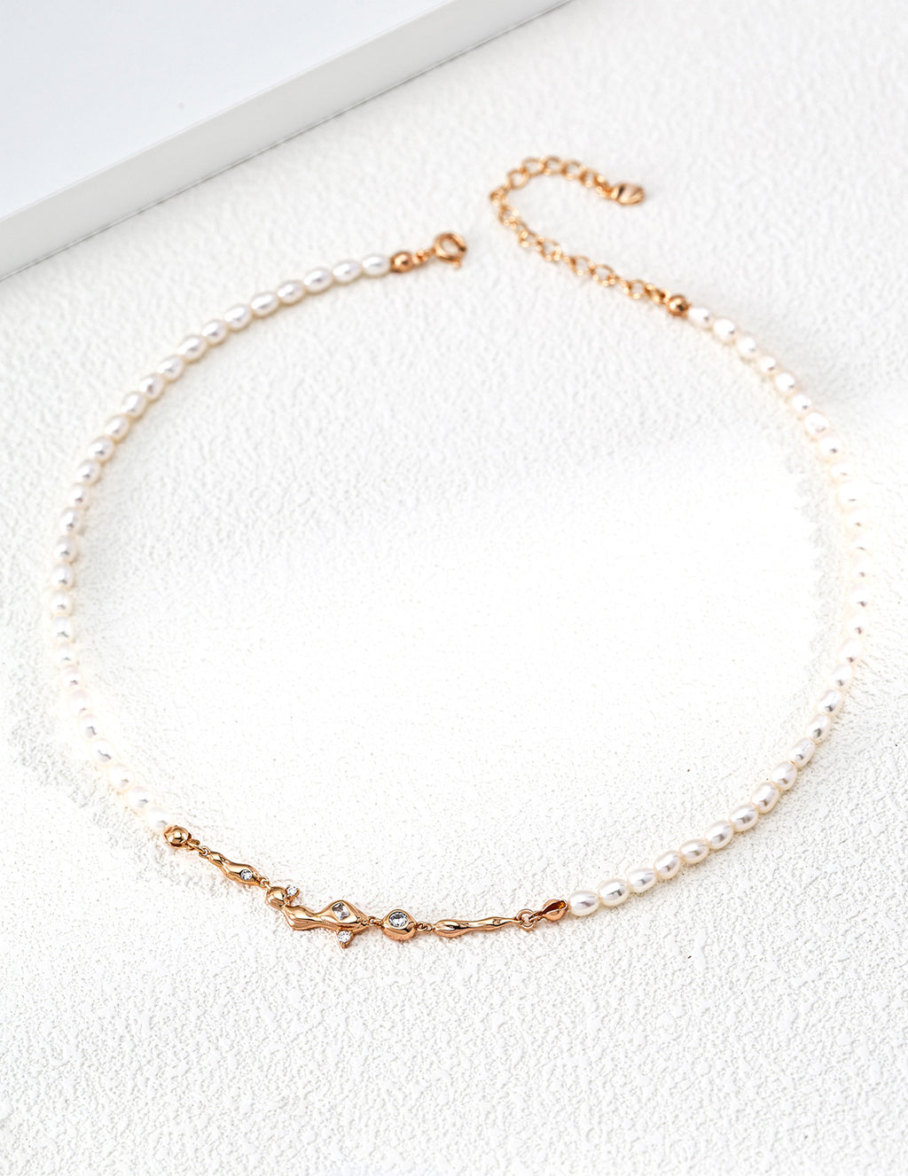 Gold Vine Diamond Baroque Pearl Necklace