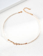 Gold Vine Diamond Baroque Pearl Necklace