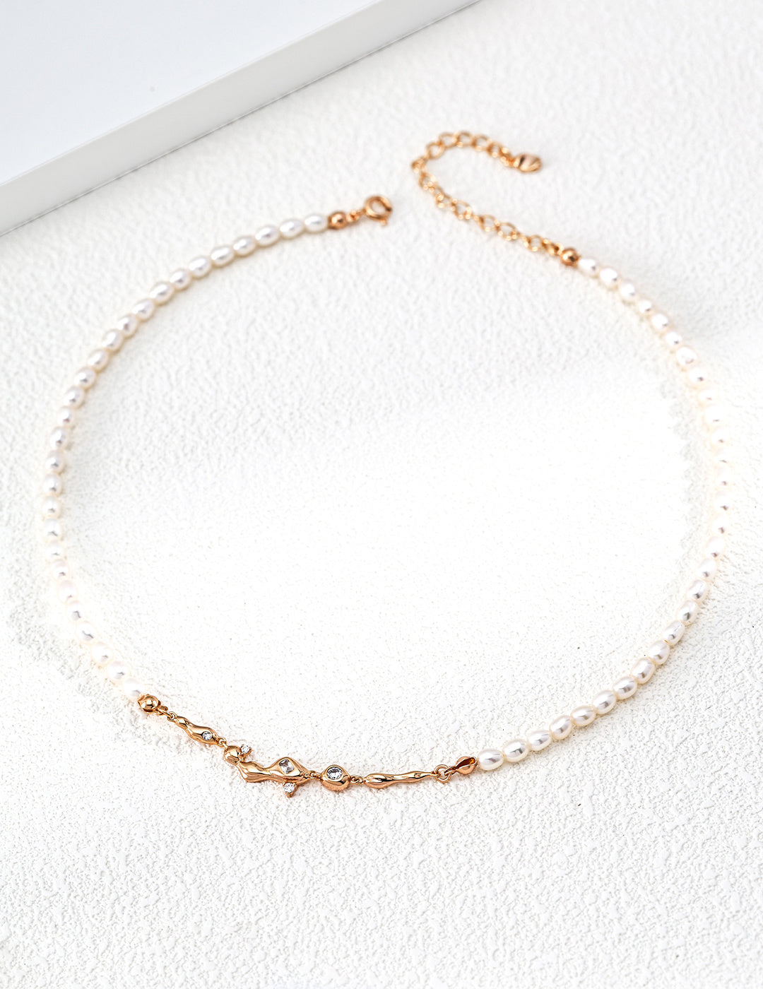 Gold Vine Diamond Baroque Pearl Necklace